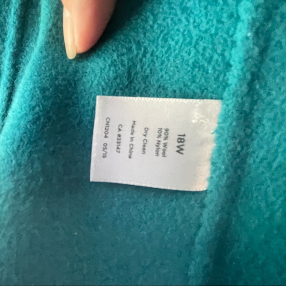 Talbot's Wool Aqua Blue Short Button Front Coat Jacket Button 18W #AO - Picture 6 of 9